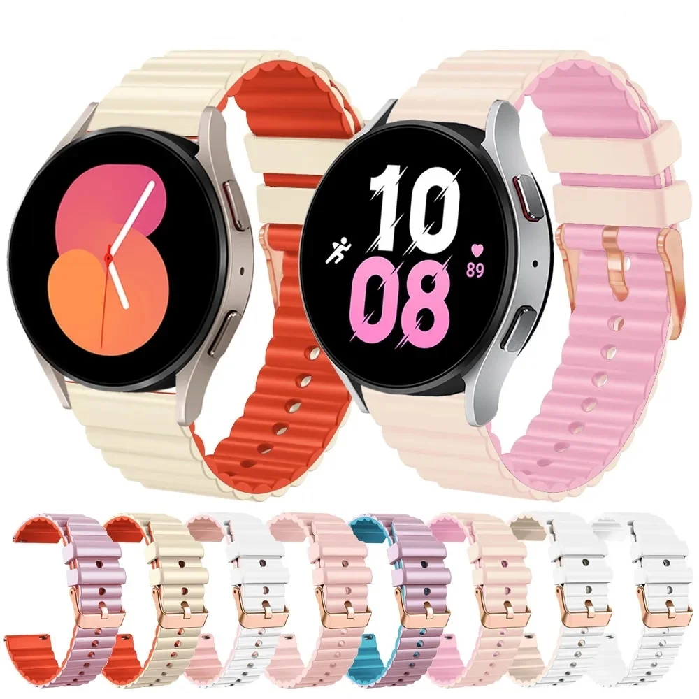 For Samsung Galaxy Watch 6 40mm44mm Strap Watch 5 4 /5 Pro 45mm Watch 6 Classic 47mm43mm45mm Wrist Band Floral Silicone Bracelet