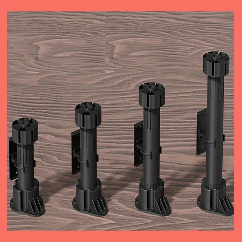 Black Adjustable Plastic round Foot for Kitchen Cabinet Support Leg Furniture Hardware Accessory