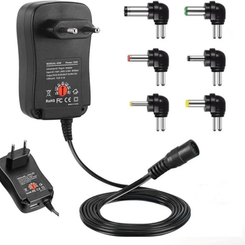 Gratis pengiriman AC 100-240 V adjustable power supply 3-12 V beralih 3 V 5 V 6 V 7.5 V 9 V 12 V power adapter