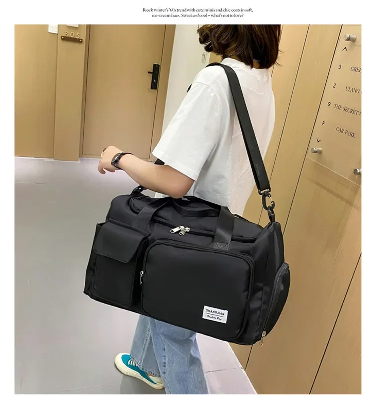 Bolsa de viaje de gran capacidad para mujer, bolsa de gimnasio para fin de semana, bolsas de lona para la noche con comp