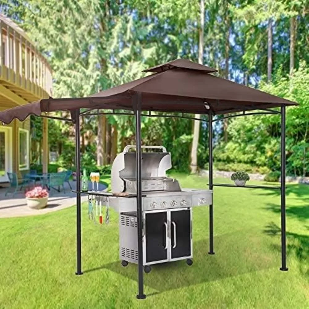 

Beach Tent Outdoor BBQ Grill Patio Canopy With Extra Shadow & LED Lights 5x11 Grill Gazebo Tents for Camping Outdoor Shade Mesh