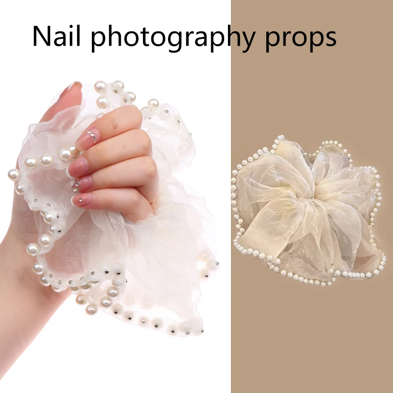 Pearl Tips Showing Props Nail Polish Handheld Decoration Nail Enhancement Photography Background Cloth Nail Accessorie Tool