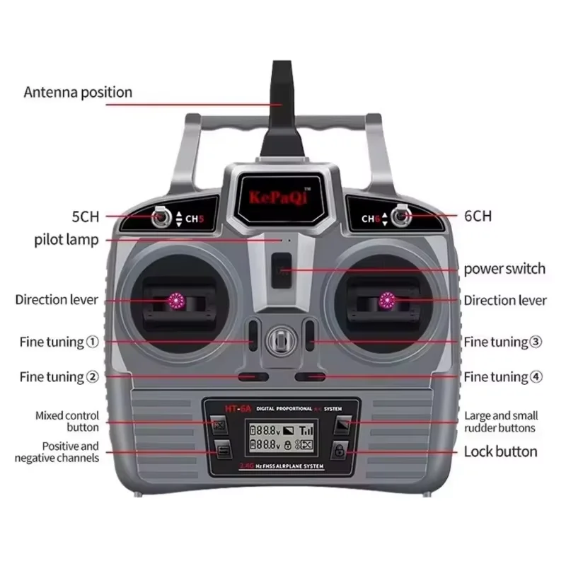 kepaqi RC HT-6A HT6A 4.5-9V 2.4Ghz 6CH PWM FHSS Transmitter Remote Control  F-06A F06A Receiver For RC Aircraft Car Ship Tank