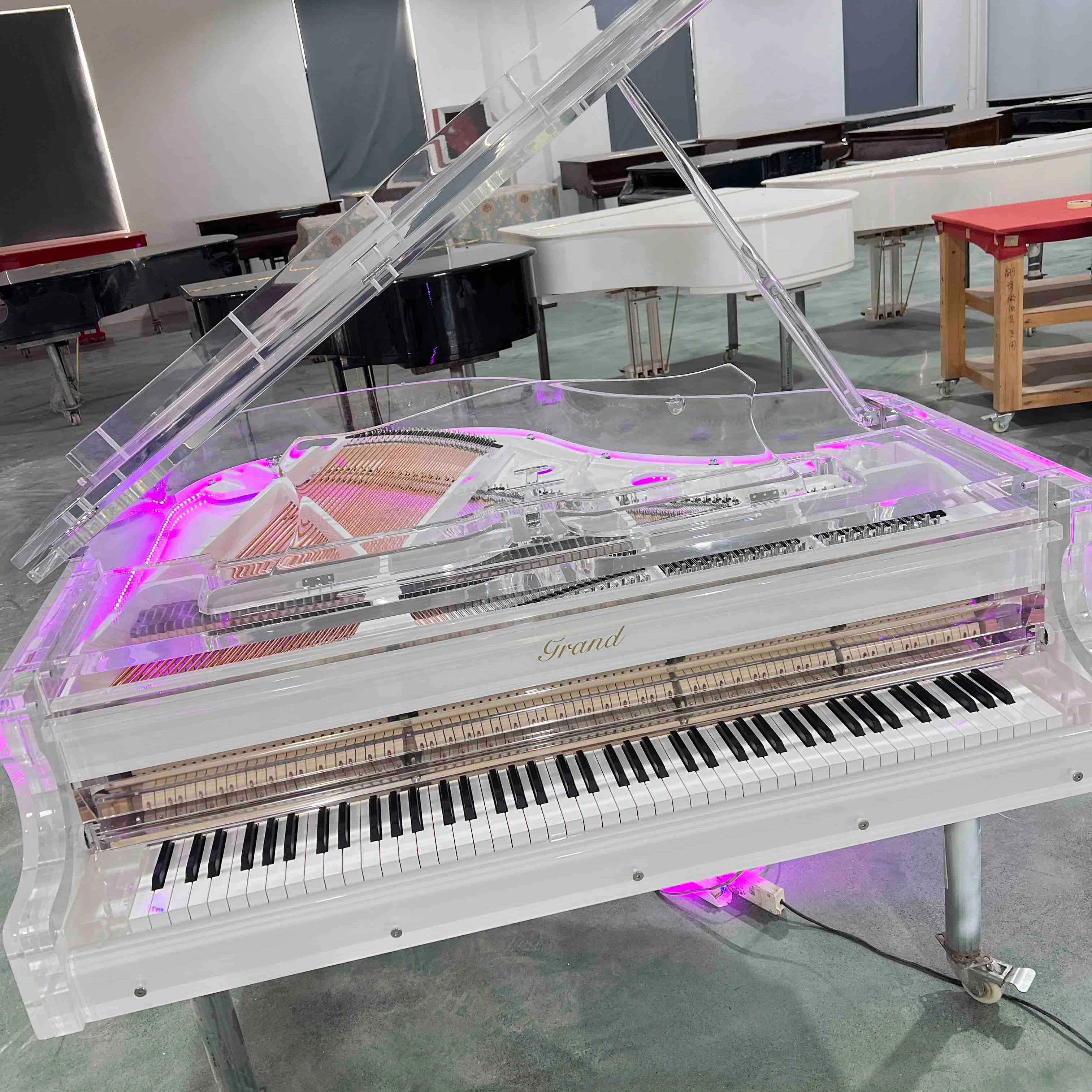 

Premium Quality Finger Clear Popular Acrylic Grand Piano With Pianodisc Self Player System For Hotel