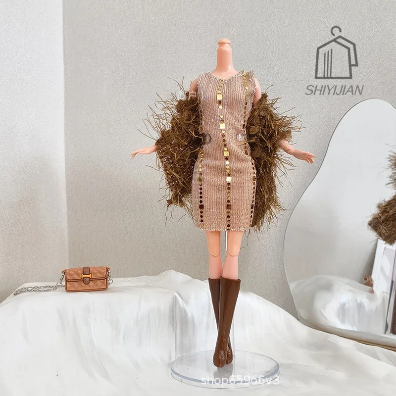 New style Doll Clothes Accessories Princess Dress Handbag Boot Set for your BB FR 1/6 scale dolls