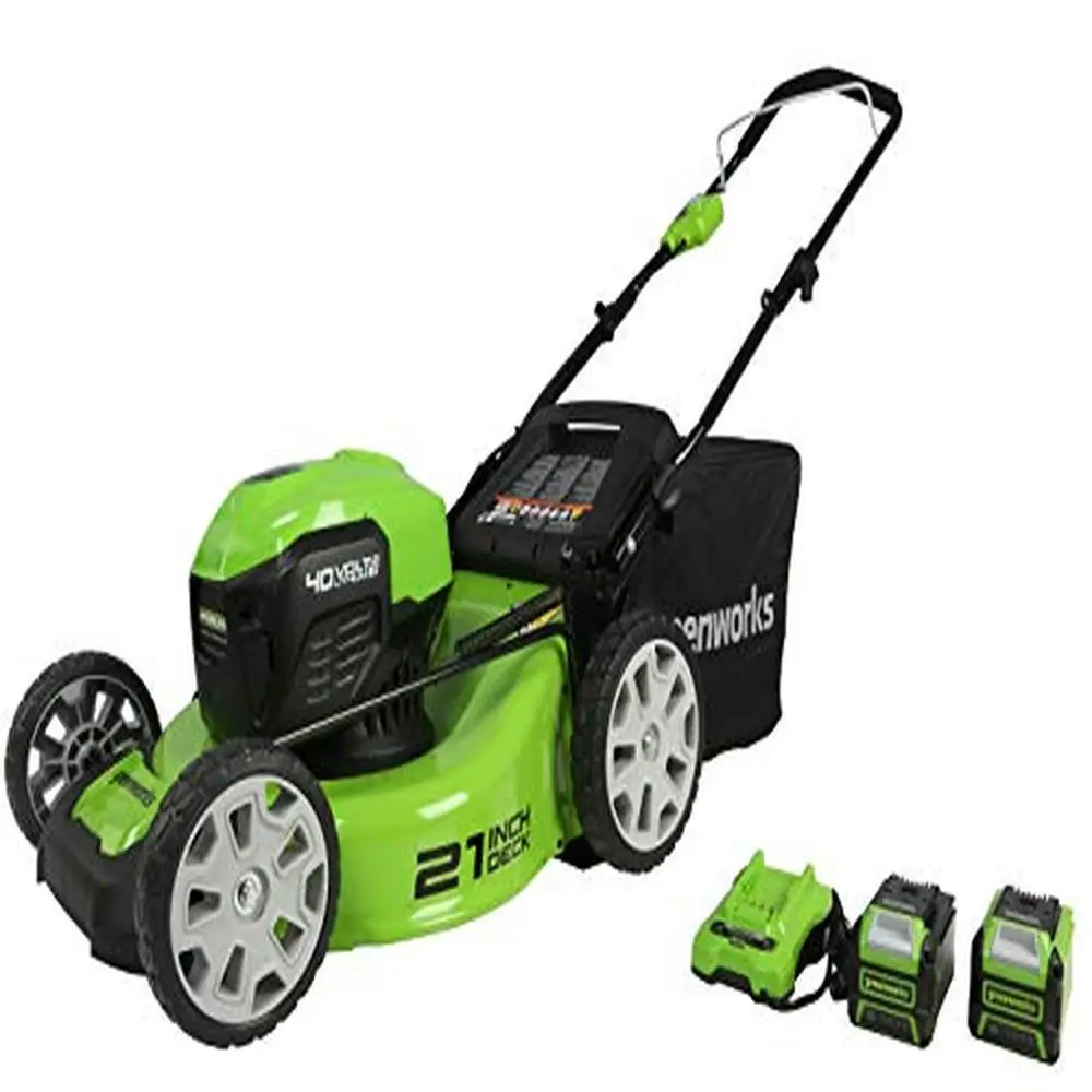 

21" Cordless Brushless Push Mower 4.0Ah 2.0Ah USB Batteries Charger Included Power Source Dual Ports Automatic Height Adjustment