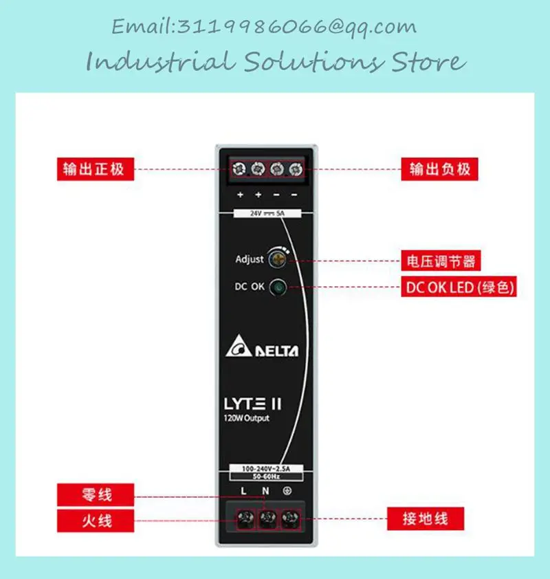 DRL-24V120W1EN Đồng Bằng Chuyển Mạch Điện Đường Sắt Series 24V5A120W DC