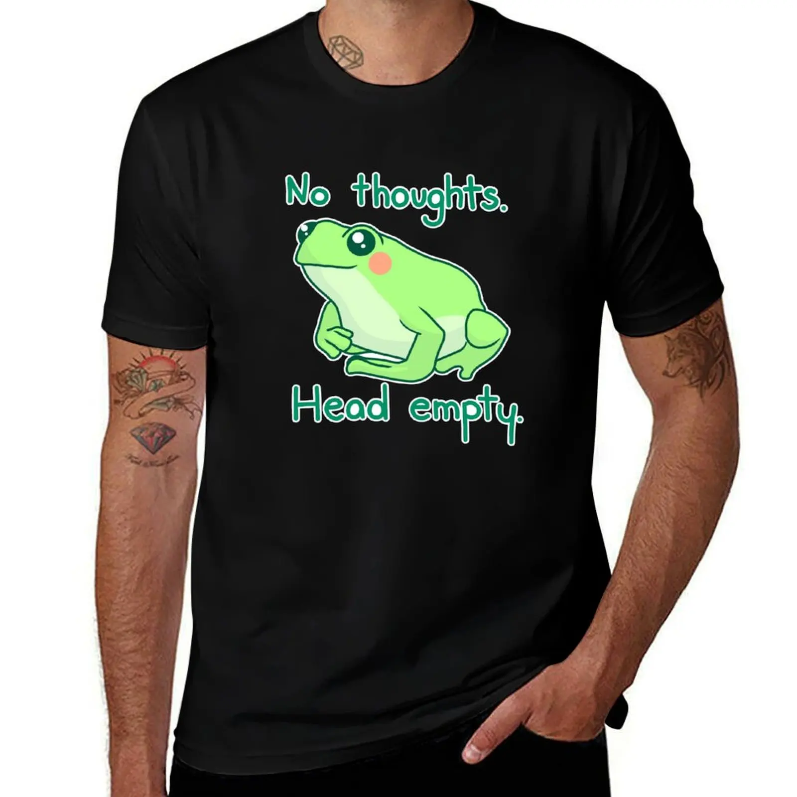 No Thoughts Head Empty Froggy T-Shirt Casual All Match Tee Shirt for Men