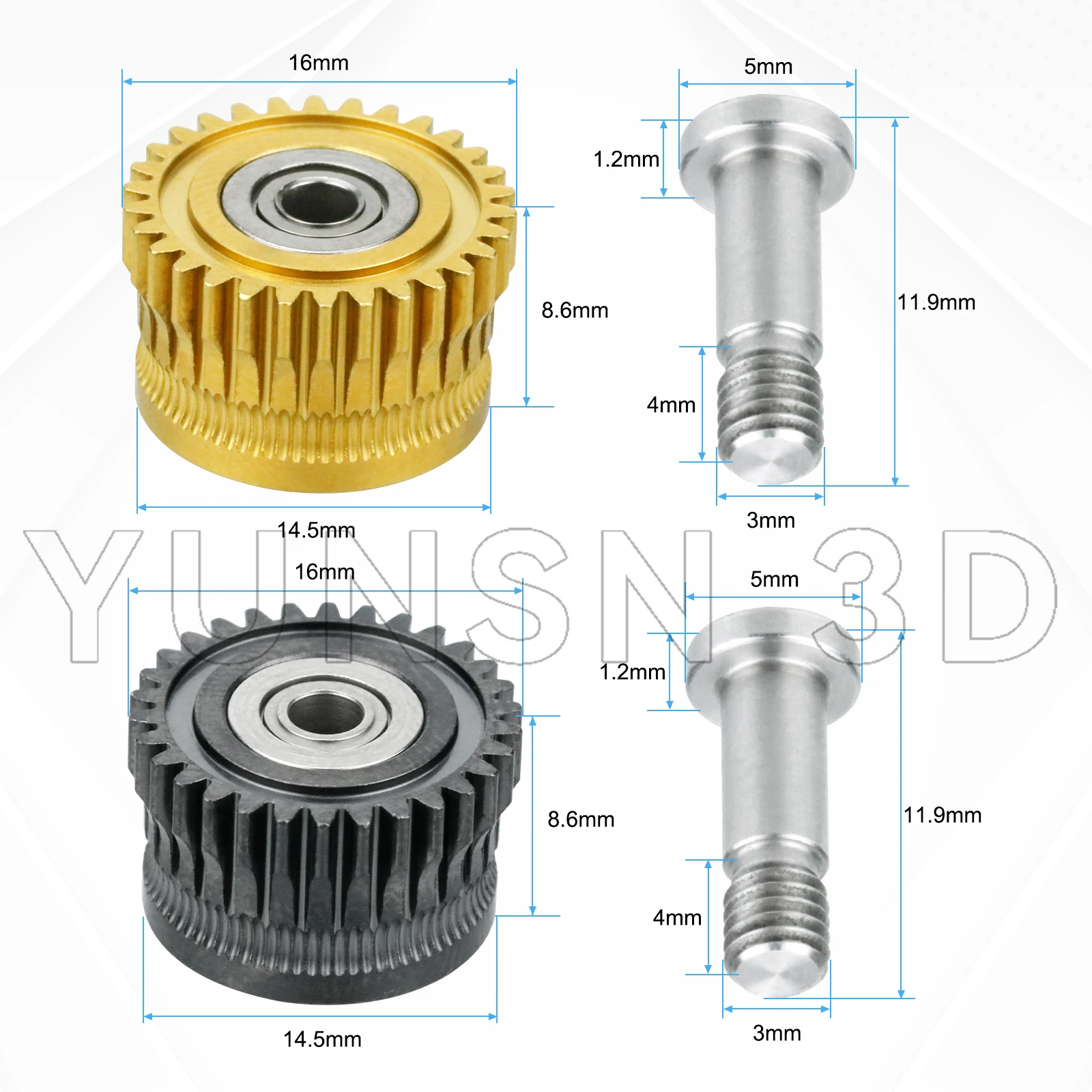 Für Creality K1 / K1 Max Extruder-Zahnrad, verbessertes K1-Zahnrad, Vollmetall-Filamentantrieb, DLC-Beschichtung, zwei Lager, hohe Härte, verschleißfest. – Detail 4