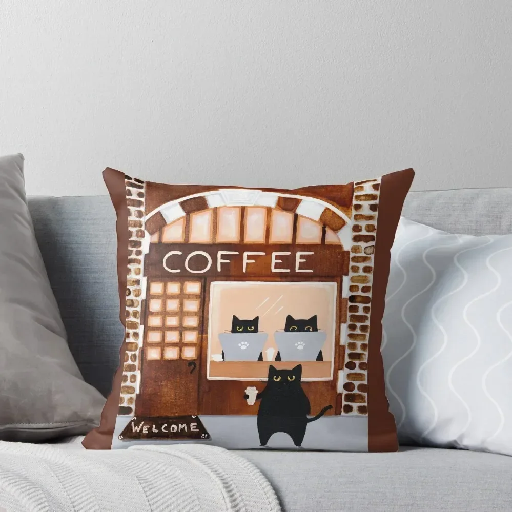 

Coffeehouse Cats Throw Pillow Room decorating items Cushions For Decorative Sofa christmas supplies Luxury Pillow Cover pillow
