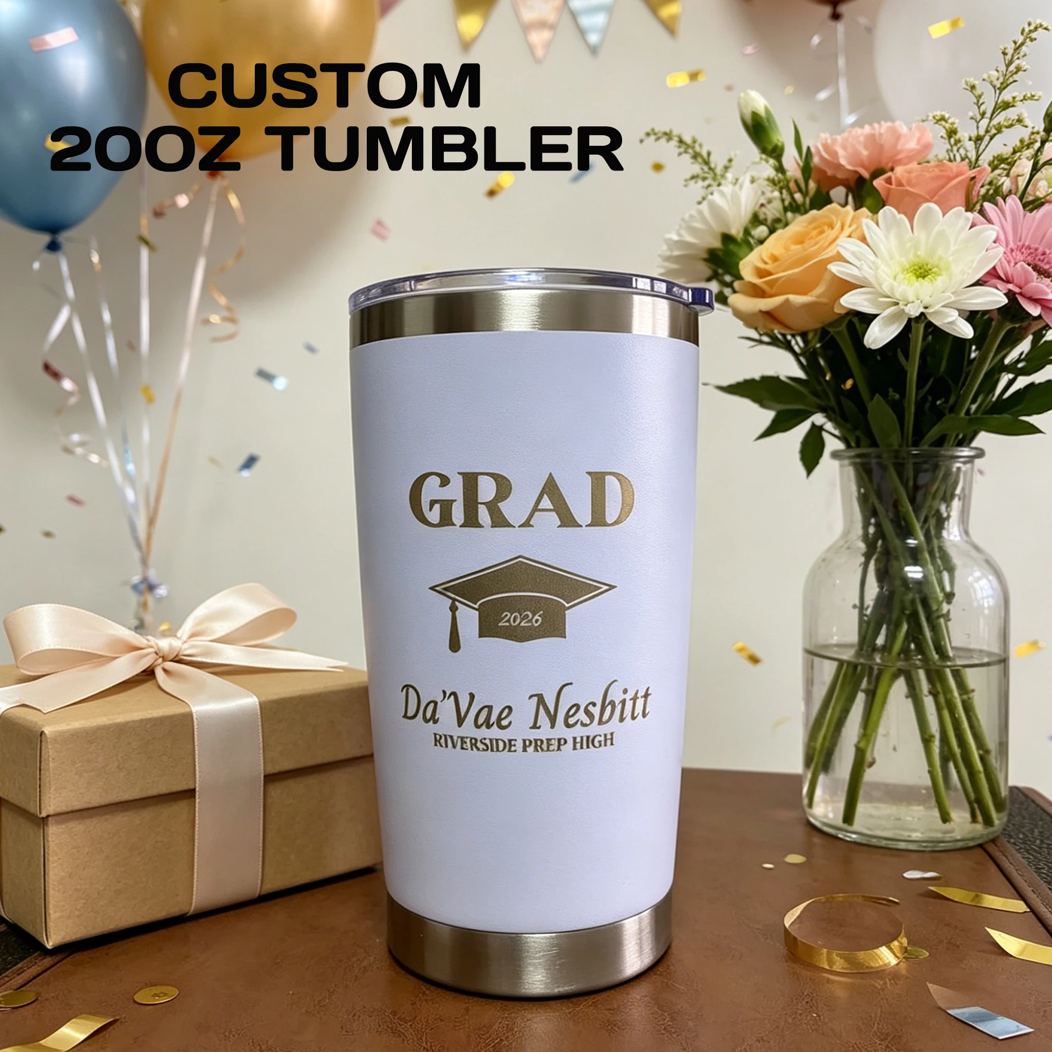 Personalized Graduation Gifts, Custom Name/Text 20oz Tumbler Class of 2026 Graduation Gifts for College High School Grads
