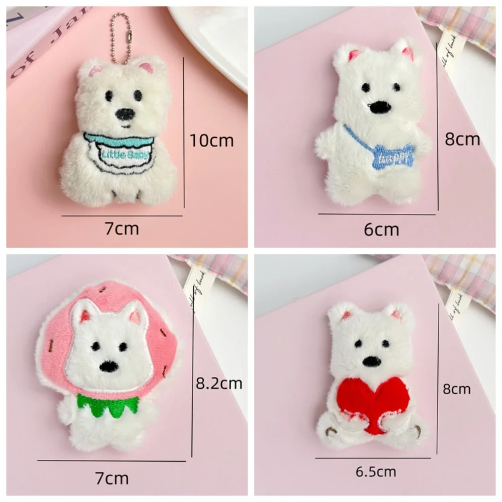 LLavero de muñeco de peluche Kawali West Highland Terrier para niñas, colgante para bolso, decoración de coche, regalo de cumpleaños creativo para niños