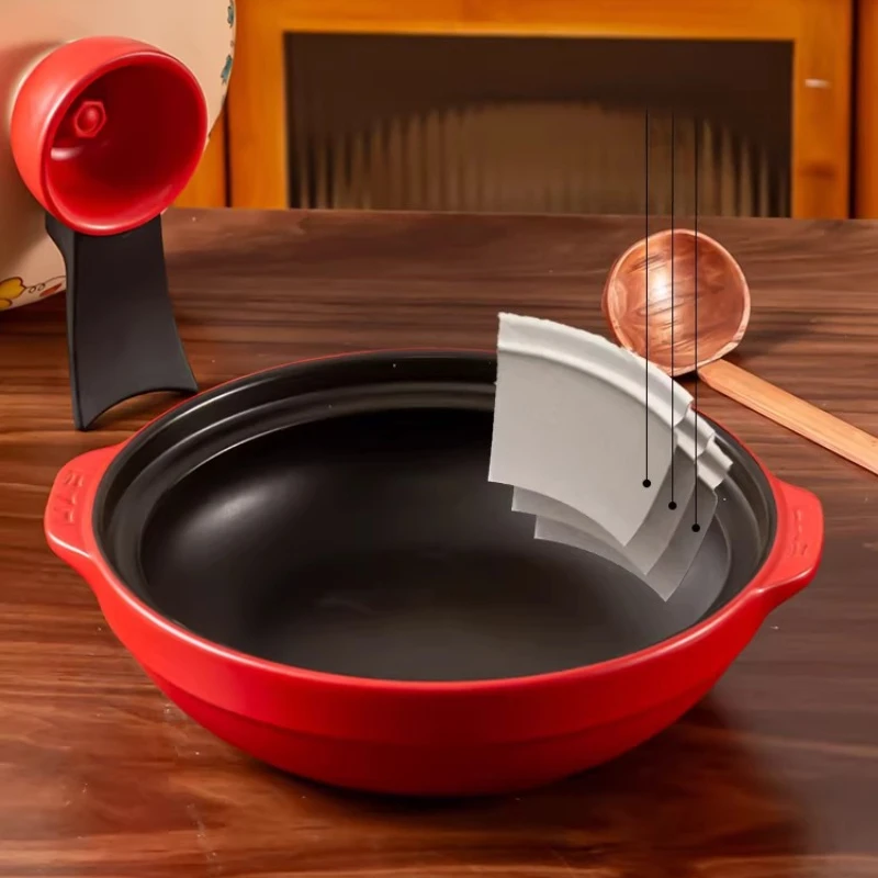 Micro-pressure casserole spodumene dry-fired non-cracking ceramic saucepan household