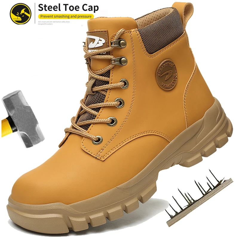 Botas de trabajo impermeables - Zapatos protectores con punta de acero para hombre | Zapatillas de seguridad para exteriores para todo tipo de clima para zapatos de construcción resistentes