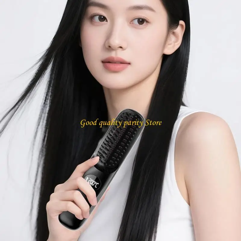

M4YA Portable Ceramic Hair Straightener Brush Rechargeable Design Instants Heat Up Multiple Heat Setting DamageFree Styling