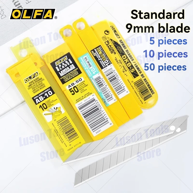 Japanese original OLFA small utility blade (SAB-10 10 pieces) standard universal 9mm replacement blade (DKB-5 50 pieces) car wrapping paper cutting blade (AB-10 10 pieces) sharp and durable