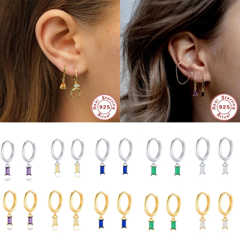 Hoop Earrings 925 Sterling Silver Bling Colorful Zircon Circle Earring For Lovers\' Valentine\'s Day Gifts Piercing Pendientes