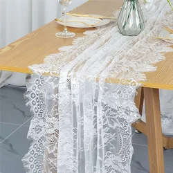 White Floral Lace Table Runners For Rustic Chic Wedding Reception Table Decor, Boho Wedding Bridal Shower Brithday Party Decor