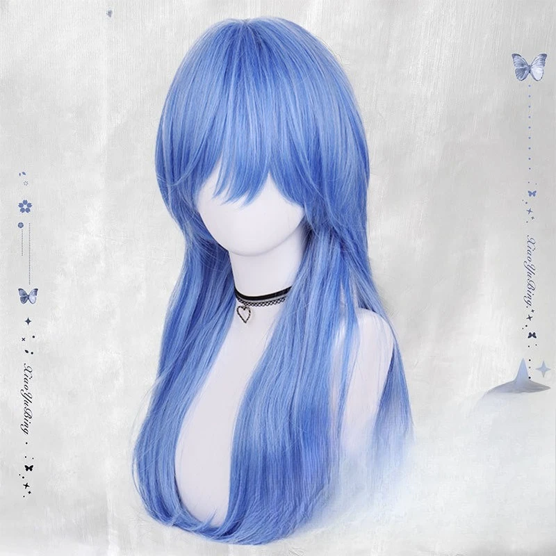 

King of Glory COS skin wig Yixing blue enchantress simulation snow hunting plum game wig