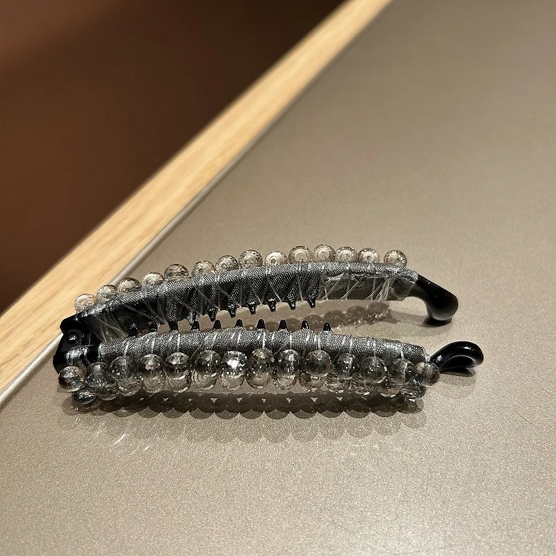 

Корейская заколка для волос с кристаллами и бананом, роскошная вертикальная заколка для хвоста, модный элегантный женский аксессуар для волос