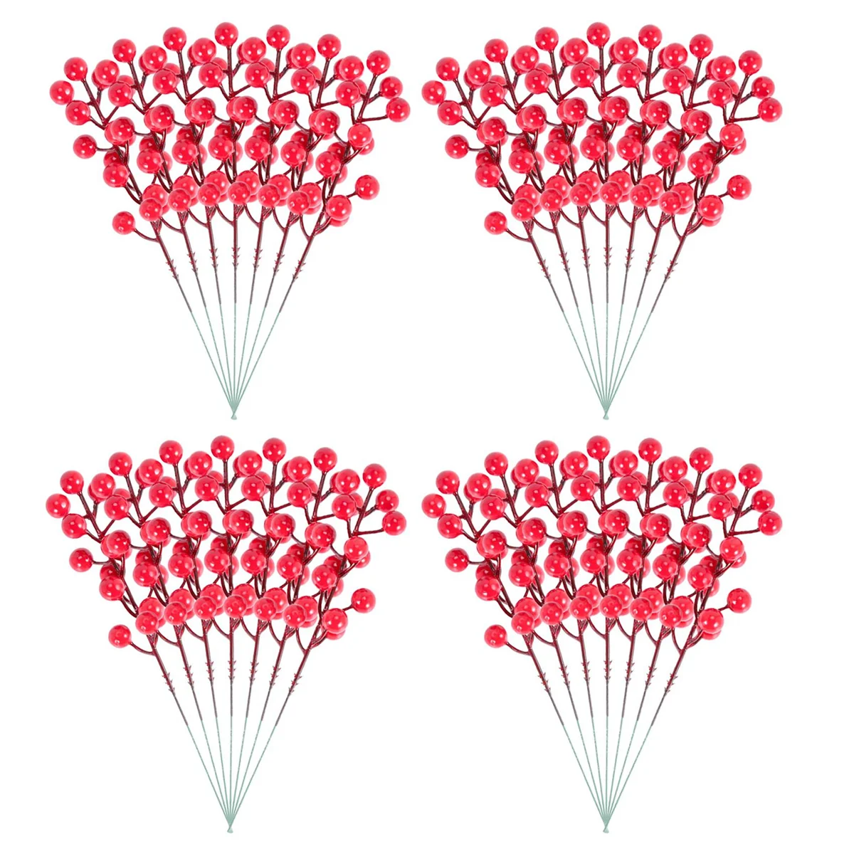 Red Berry Stems,24 Pack 7.9 Inch Artificial Christmas Berries Holly Picks Branch for Christmas Tree,DIY Wreath,Party