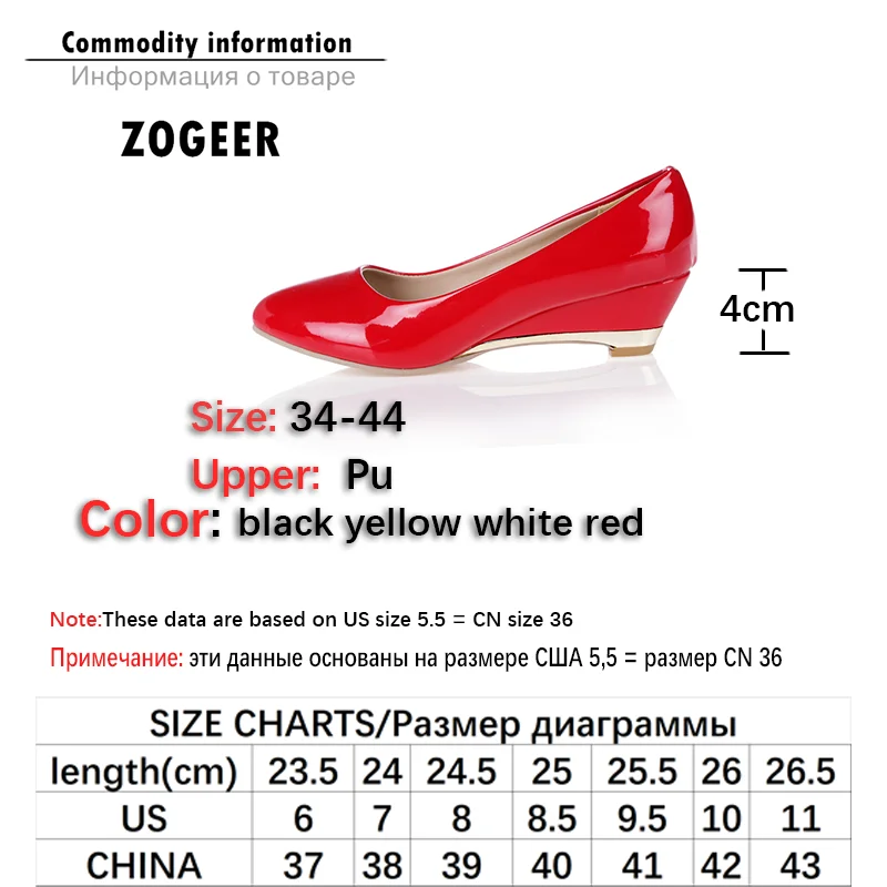 Casual Wedge Shoes For Women Fashion Wedges Low Heels Red White Classic Pumps Party Wedding Office Shoes Ladies Large Size 45 48