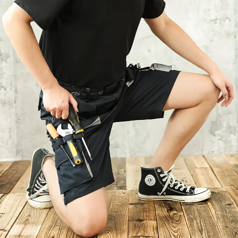 Pantaloni da lavoro corti per l'estate Tasche multifunzionali da uomo Pantaloni corti cargo Uniforme da riparatore Atuo