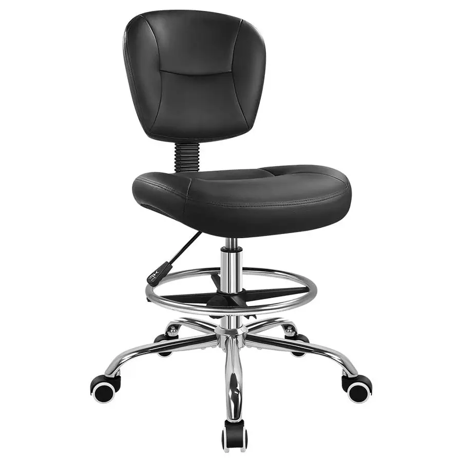

Chair with Back Footrest Adjustable Office Stool Chair 360 Swivel Rolling Stool with Wheels Desk Chair with Backrest for Office