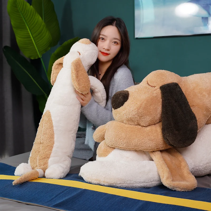 100/130/150CM Huge Soft Long Dog Plush Pillow Stuffed Animal Home Decoration Lying Dog Sofa Cushion Birthday Holiday Gift Toys