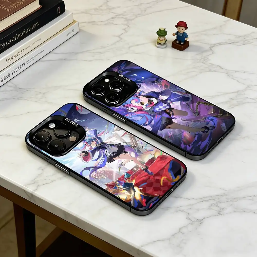 R-Roccia Character Art Graphic  Phone Case For iPhone 17,16,15,14,13,12,11 Plus,Pro Max,XS,Colored Silver Plated Inside Cover