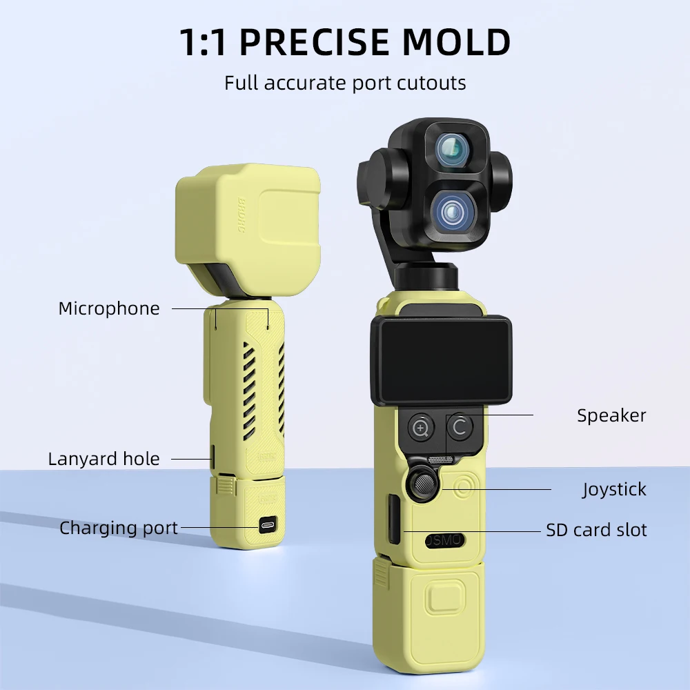 BRDRC Silicone Case for DJI Pocket 4P Accessories Camera Protective Case Lens Silicone Cover Scratch-Resistant Vent Design