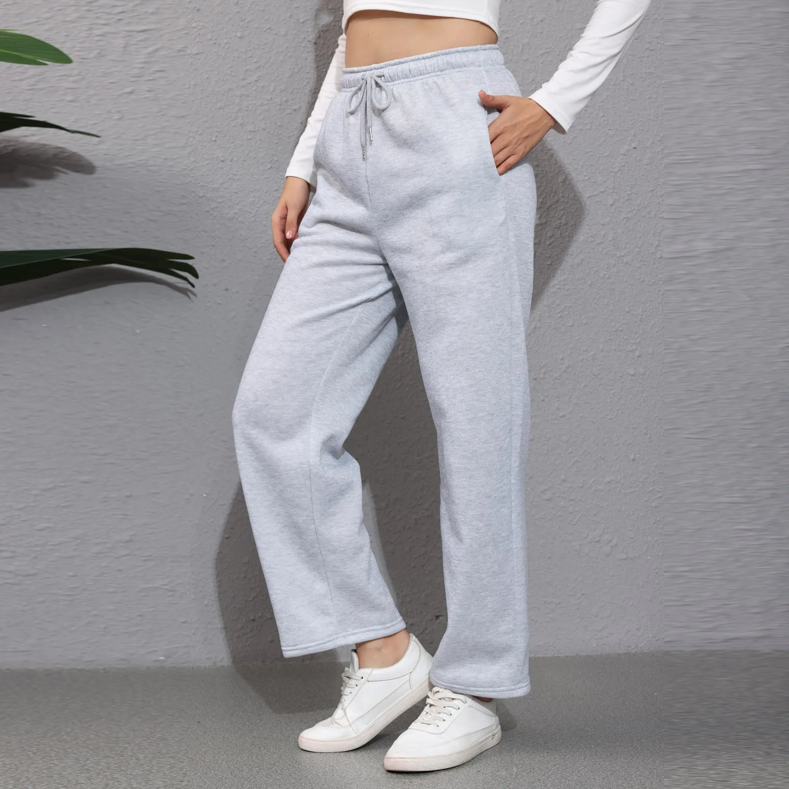 

Women Sweatpants Drawstrings Running Sport Joggers Trousers Cotton Loose Elastic Waist With Pockets Athletic Gym Fitness Joggers