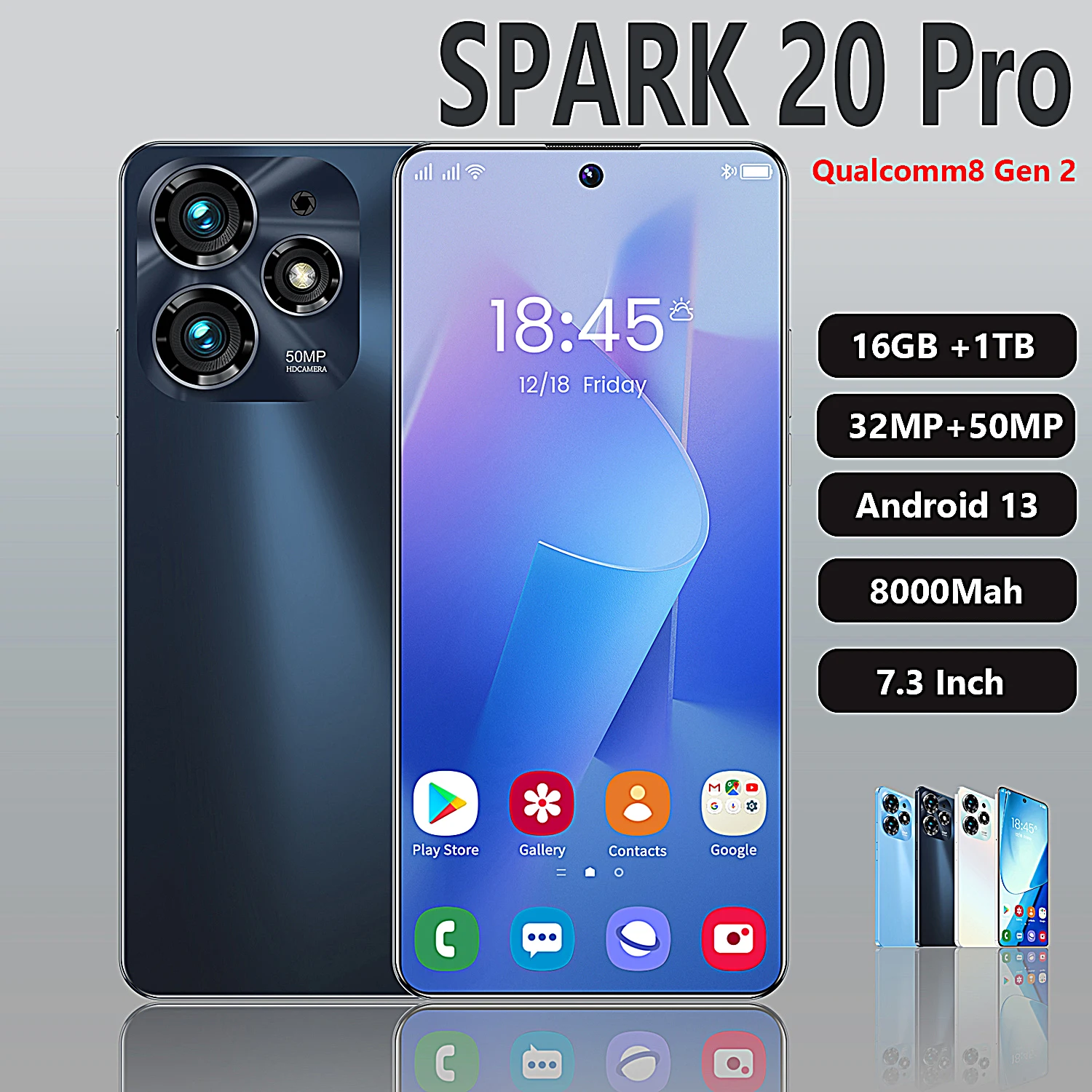 

Смартфон SPARK 20 Pro, 2 ядра, 10 ядер, 7,3 дюйма, HD 2280*3088, 16 ГБ + 1 ТБ, 32 + 50 МП, 8000 мАч, Android 13, GPS