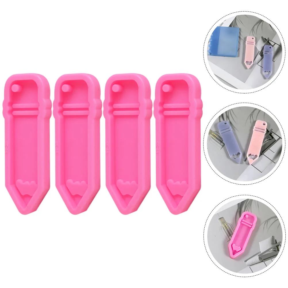 

4pcs Pencil Mold Silicone Molds for Key Chain Mini Resin Casting Nonstick DIY Jewelry Accessories Flexible Easy Clean Charm