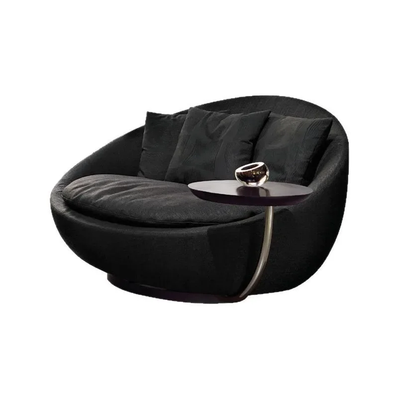 Italian minimalist round fabric single sofa, modern rotating balcony leisure chair