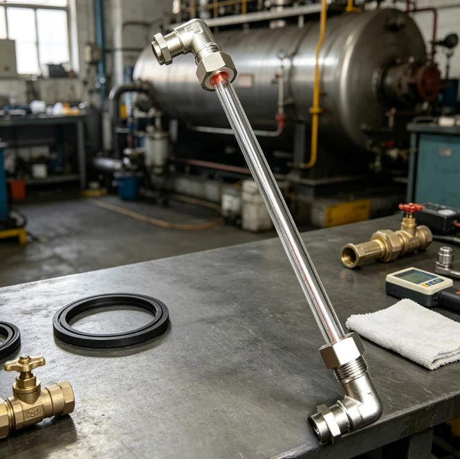 Three Point Water Level Gauge Elbow Fitting, Copper Tee Elbow Connector for Liquid Level Measurement
