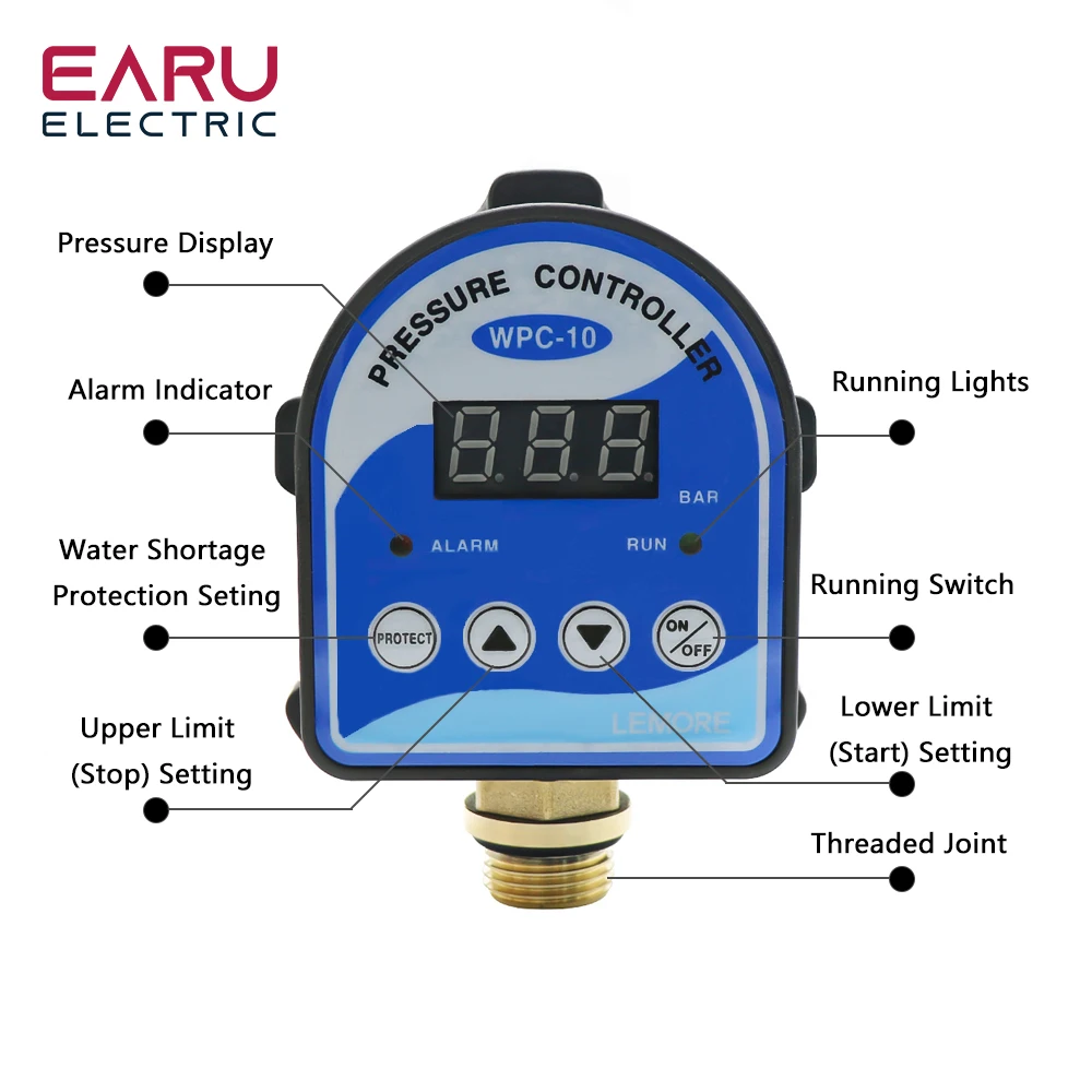 1pc WPC-10 Digital Water Pressure Switch Digital Display WPC 10 Eletronic Pressure Controller for Water Pump With G1/2\