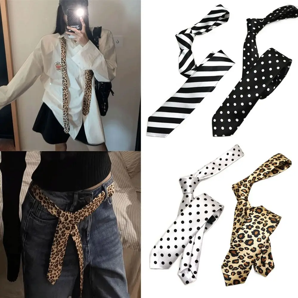 Fashion Print Design Striped Tie 5cm Wide Hand Tie Leopard Print Tie Casual Style Trendy Pattern Narrow Tie Casual Occasions