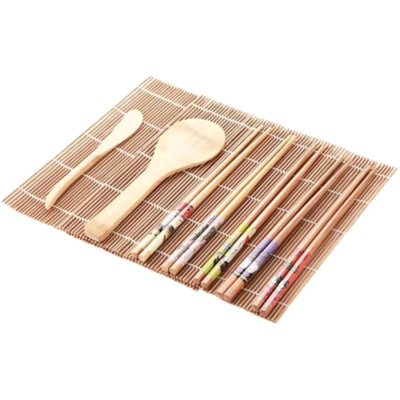 9Pcs DIY Kitchen Sushi Maker Set Bamboo Sushi Making Tools Kit For Sushi Rice Roller Mold Chopsticks Cooking Tools Set
