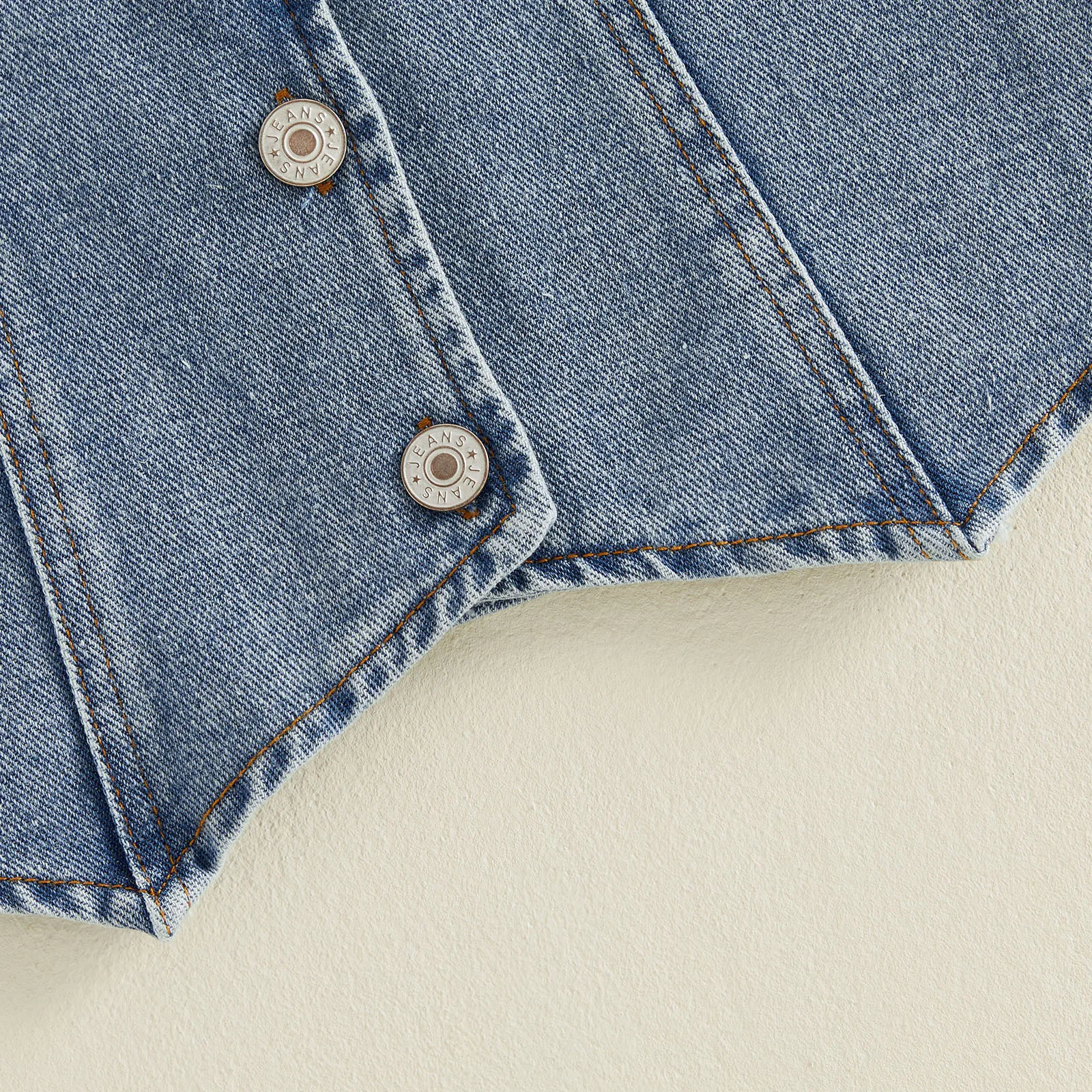 Little Girl's Denim Vest Solid Color Sleeveless V Neck Button Down Jean Jacket for School Outing Daily Wear