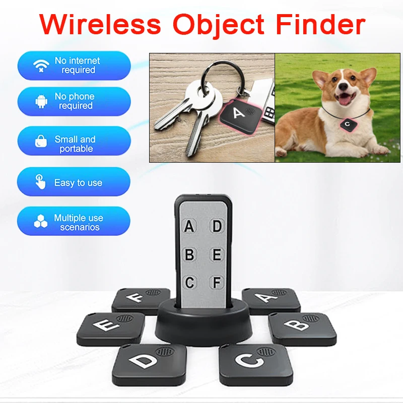 

1 IN 6 One Touch Calling Key Locator Wireless Object Finder Indoor Living Room Item Tracker Finder Tracker Anti-loss Devices