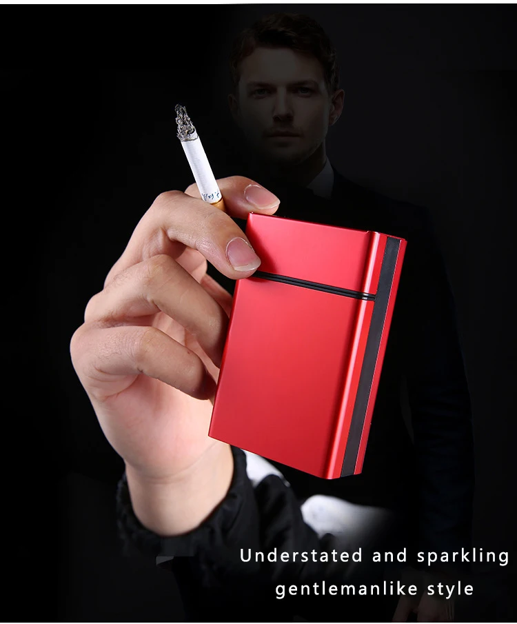 Automatic bomb cover cigarette case 20 sticks protective shell aluminum alloy cigarette case metal glossy Cigarette Storage Box