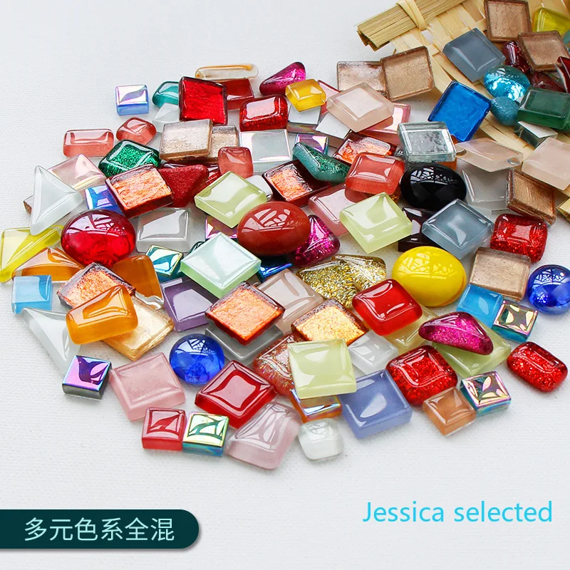 

100g Diy Mix Color Glitter Glass Mosaic Stones Mosaic Tiles Glass Pebbles Crafts Material Puzzle For Diy Mosaic Making arte