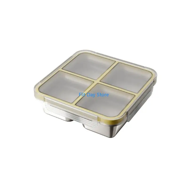 F92C Stackable Quarter Divided Nonrust Steel Storage Box With Colorful Option 720ML Capacity Meal Preps Container