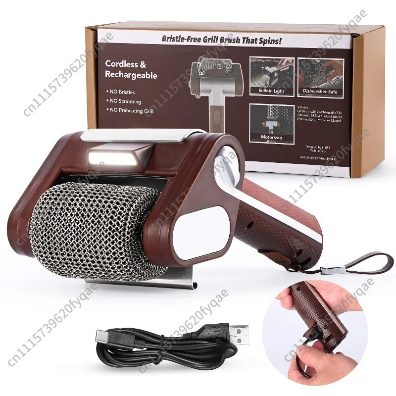 2026 Stainless Steel 304 Roller BBQ Brush with LED Light Brushless Clear Food Grade Clean LED Lighting
