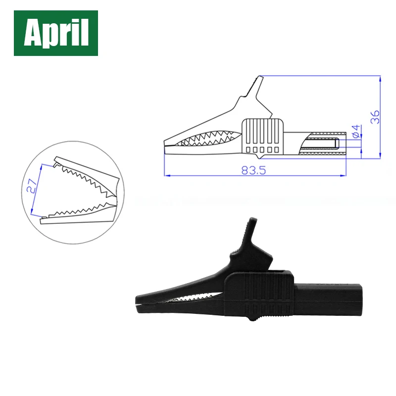 2pcs 32A 1000V Alligator Clips Fully Sheathed Alligator Clips with 4mm Banana Socket for Electrical Testing