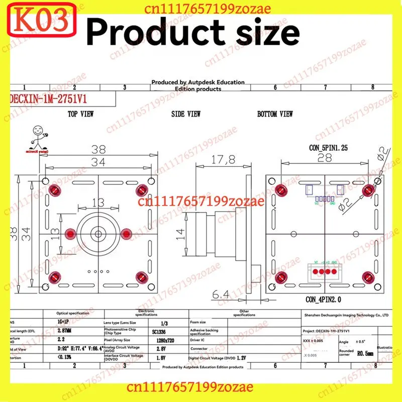 Driver-Free USB Camera Module 720P 1MP 60FPS 160° Wide Angle No Distortion Lens For Facial Recognition Universal Version