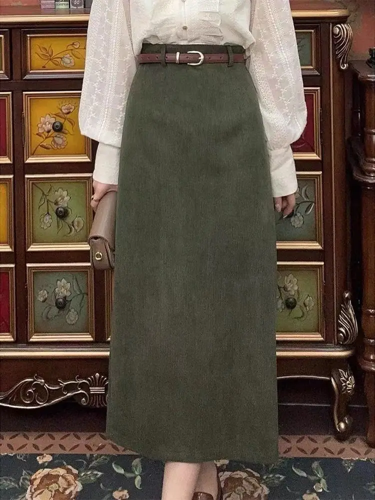 

Новые модные женские осенне-зимние длинные юбки с высокой талией в стиле ретро, женские однотонные юбки трапециевидной формы, женские повседневные теплые юбки M200