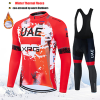 UAE Team Winter Thermal Fleece Long Sleeve Cycling Jersey Set Bib Pants Ropa Ciclismo Bicycle Clothing MTB Bike Men Clothes Suit
