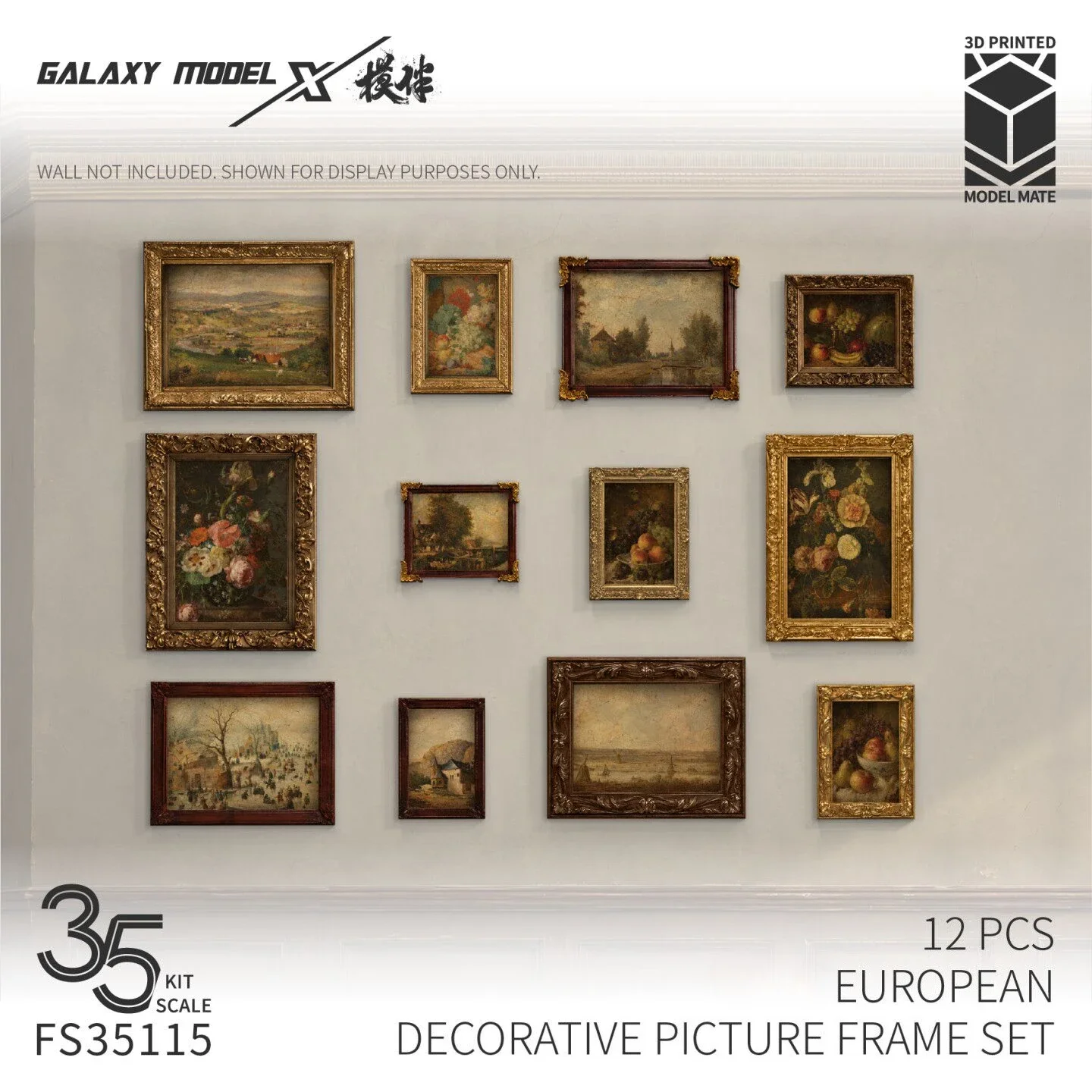 Galaxy 1/35 European Retro Photo Frame Decor 12pcs Resin Diorama Scene Accessory for Model Hobby Building FS35115